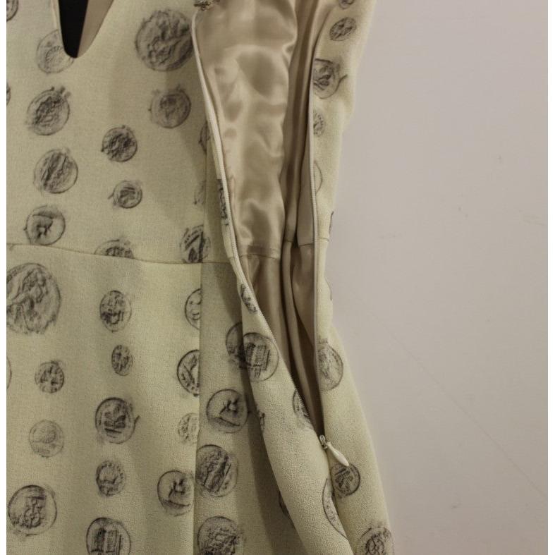 White Printed Shift V-neck Sheath Dress - coffeewithmee2