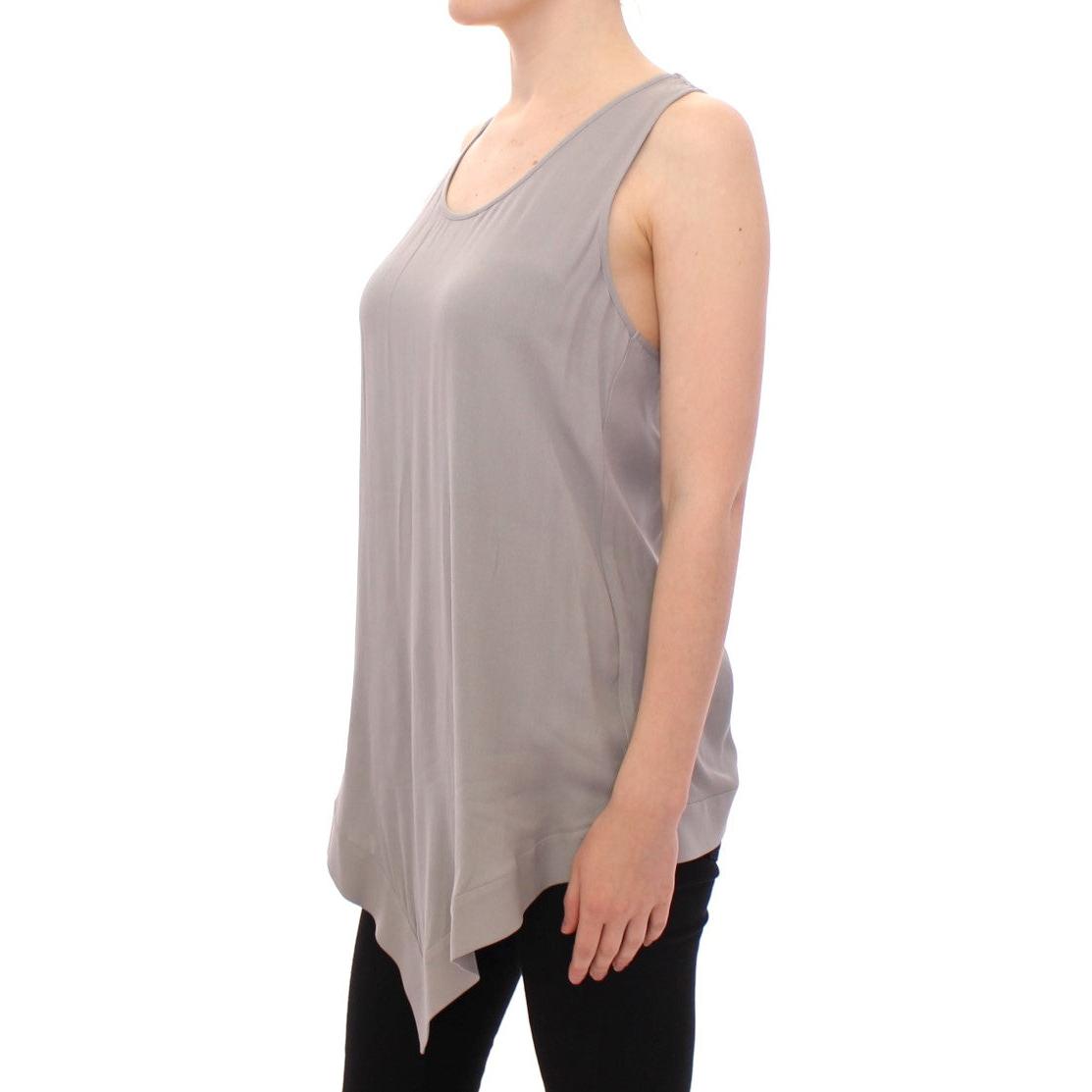 Gray Viscose Tank Top Shirt Blouse - coffeewithmee2