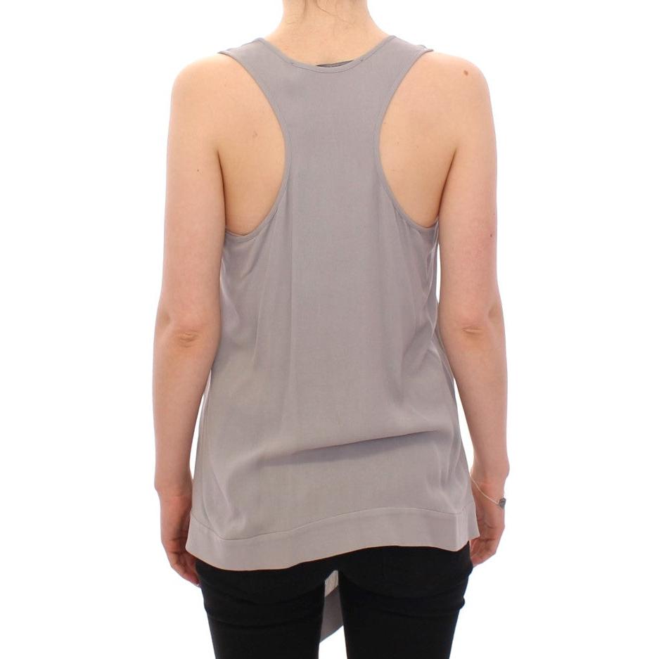 Gray Viscose Tank Top Shirt Blouse - coffeewithmee2