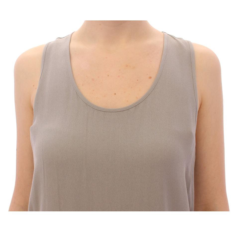 Gray Viscose Tank Top Shirt Blouse - coffeewithmee2