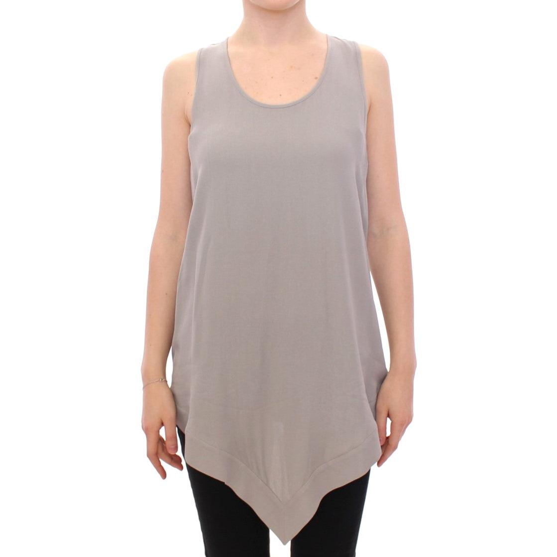 Gray Viscose Tank Top Shirt Blouse - coffeewithmee2