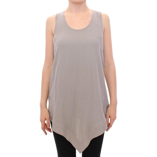 Gray Viscose Tank Top Shirt Blouse - coffeewithmee2