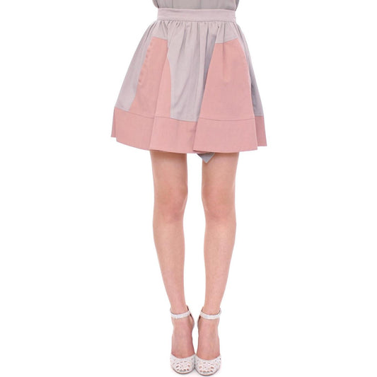 Pink Gray Mini Short Pleated Skirt - coffeewithmee2