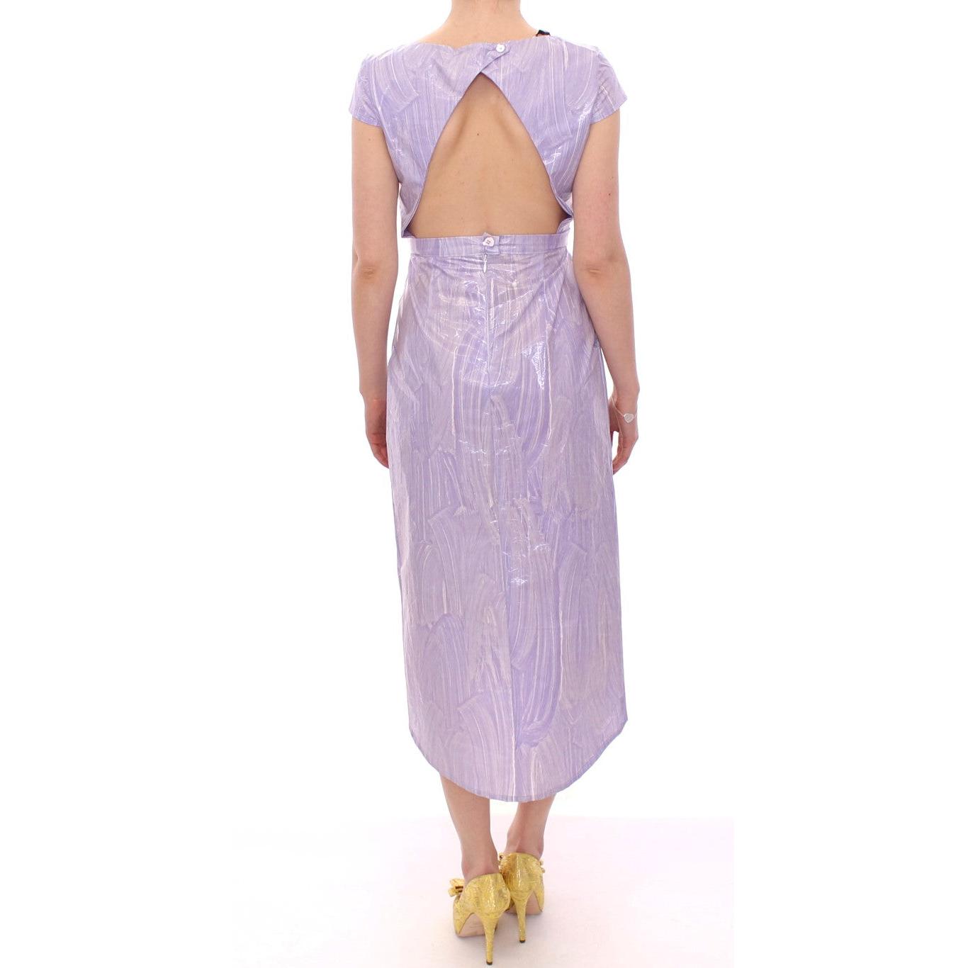 Purple Cap Sleeve Below Knee Sheath Dress - coffeewithmee2
