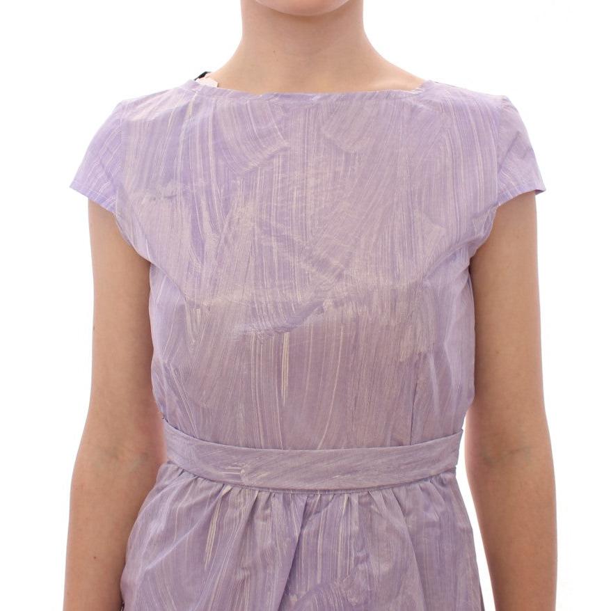Purple Cap Sleeve Below Knee Sheath Dress - coffeewithmee2