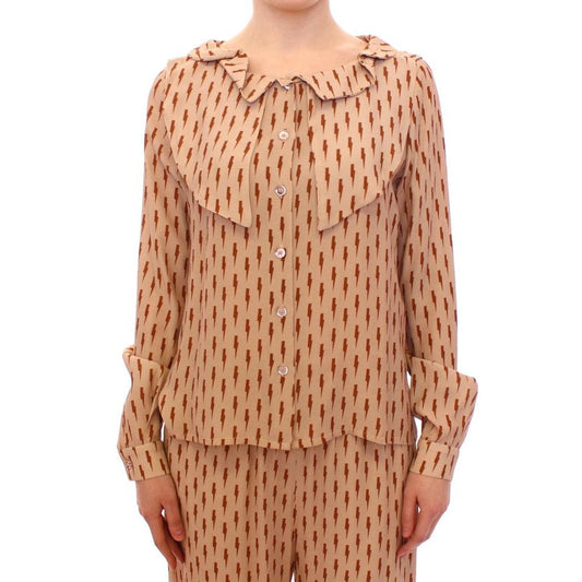 Pink Long Sleeve Button Front Blouse Shirt - coffeewithmee2