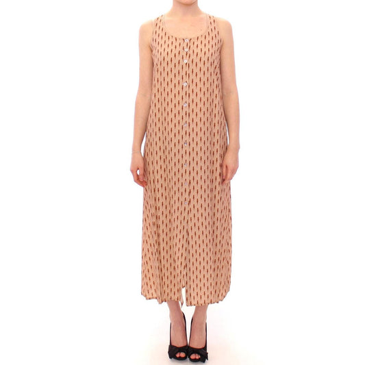 Pink Long Button Front Sleeveless Dress - coffeewithmee2