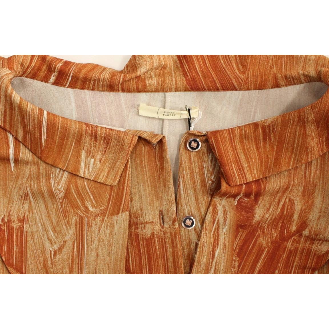 Orange Long Sleeve Button Front Blouse Shirt - coffeewithmee2