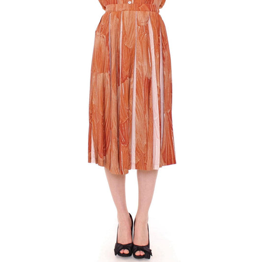 Brown Orange Below Knee Full Skirt - coffeewithmee2