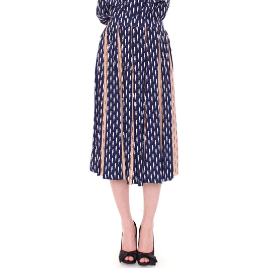 Blue Pink Below Knee Full Skirt - coffeewithmee2