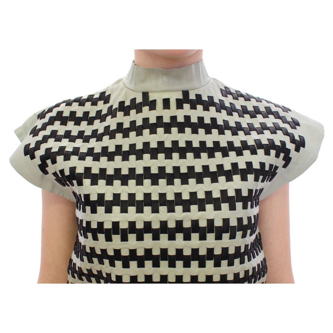 Green Black Nappa Leather Top Zipper Vest - coffeewithmee2