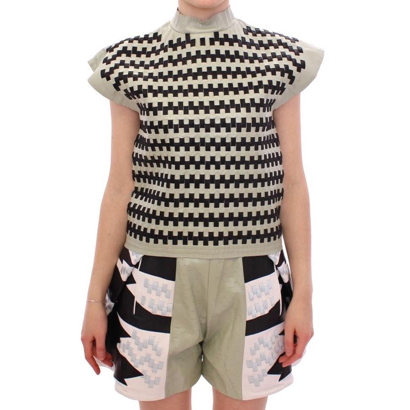 Green Black Nappa Leather Top Zipper Vest - coffeewithmee2