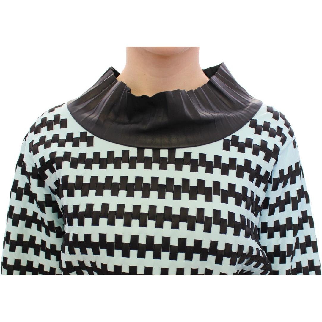 Blue Black Nappa Leather Top Sweater - coffeewithmee2