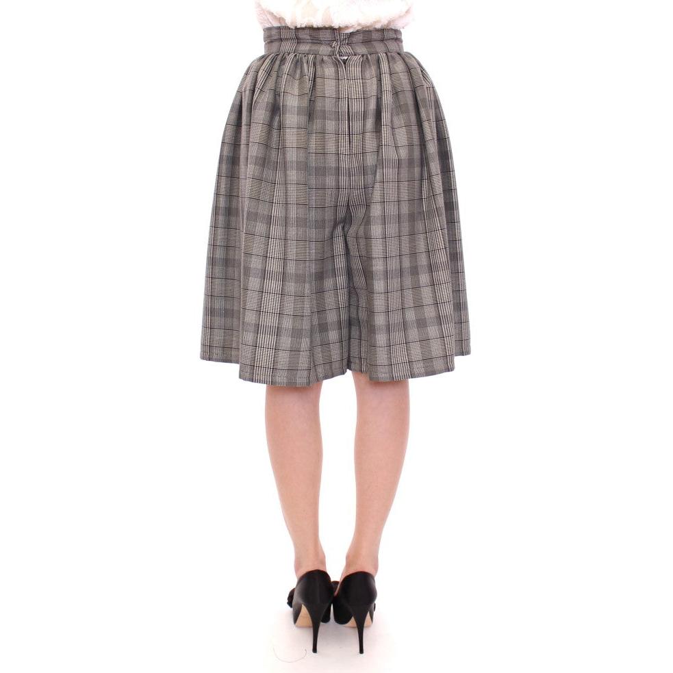 Gray Checkered Wool Shorts Skirt - coffeewithmee2