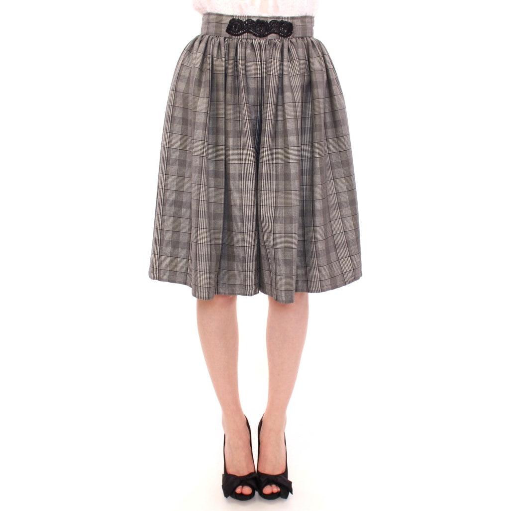 Gray Checkered Wool Shorts Skirt - coffeewithmee2