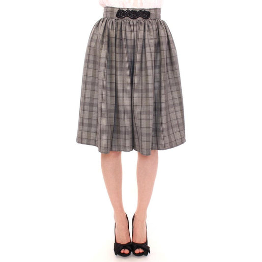 Gray Checkered Wool Shorts Skirt - coffeewithmee2