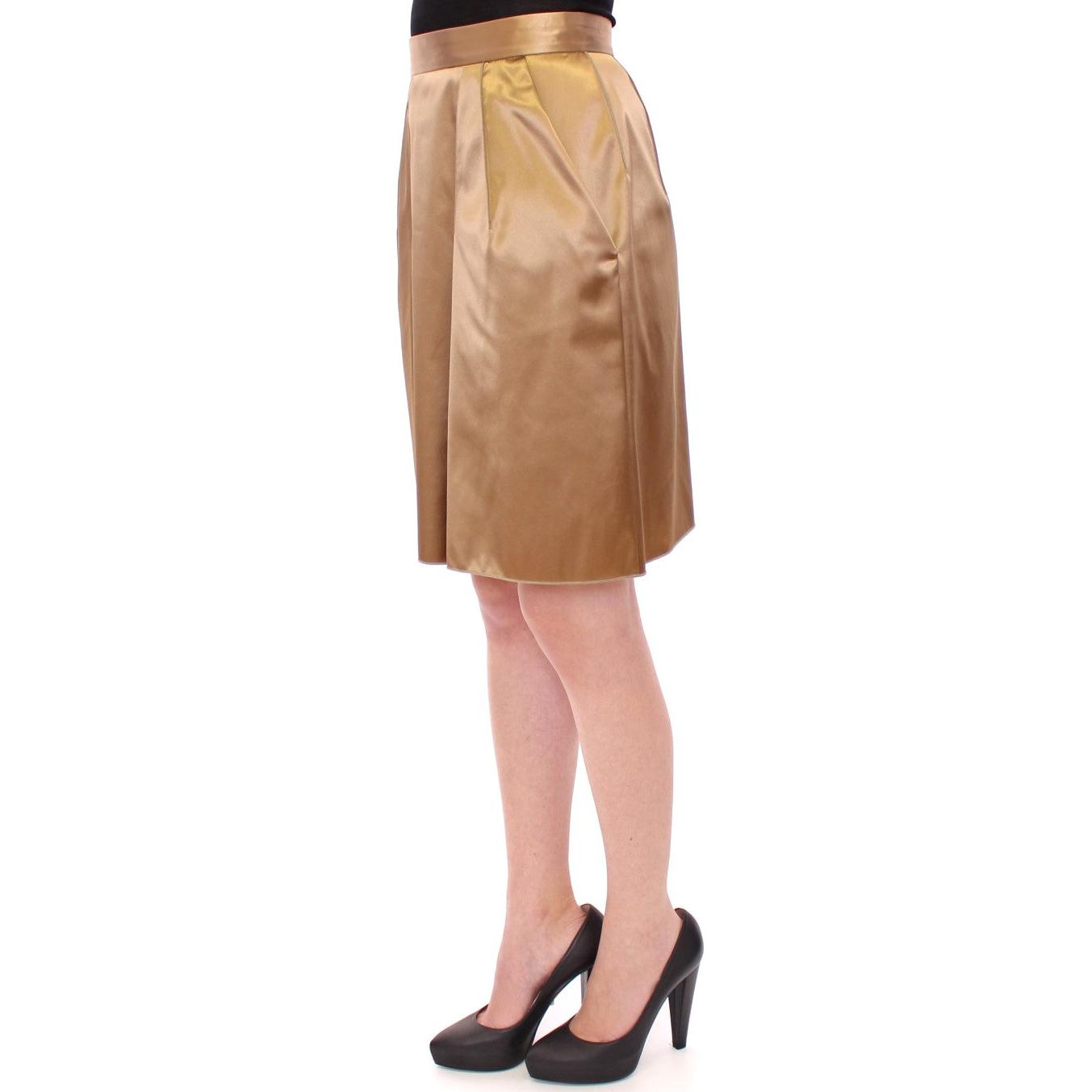 Gold Stretch Above Knee Zipper Skirt - coffeewithmee2