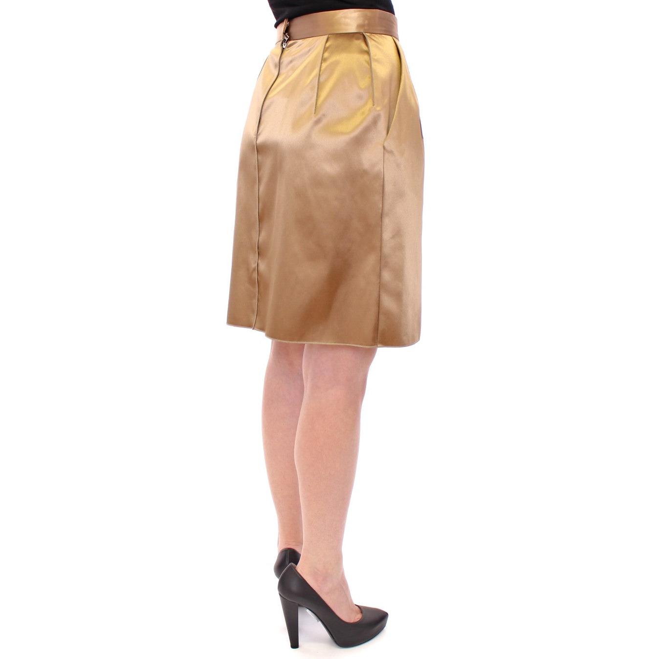 Gold Stretch Above Knee Zipper Skirt - coffeewithmee2