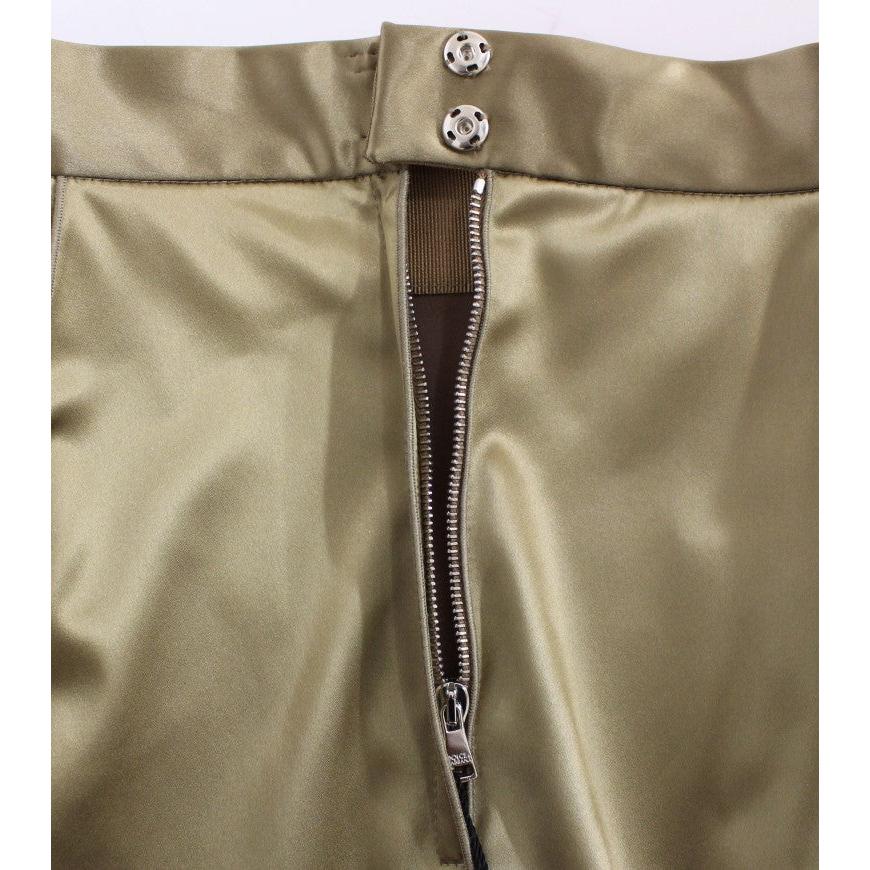 Gold Stretch Above Knee Zipper Skirt - coffeewithmee2
