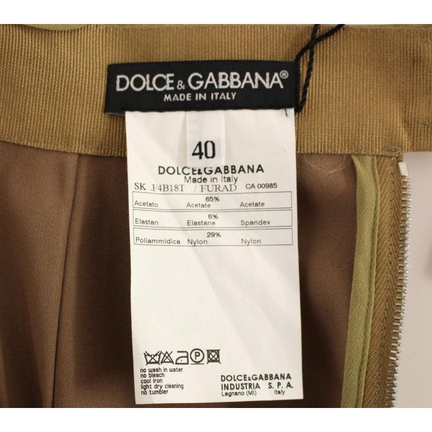 Gold Stretch Above Knee Zipper Skirt - coffeewithmee2