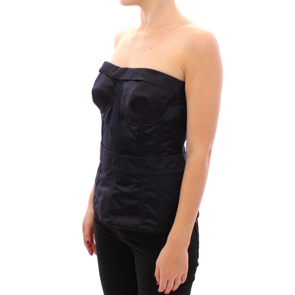 Blue 100% Silk Strapless Corset Top - coffeewithmee2
