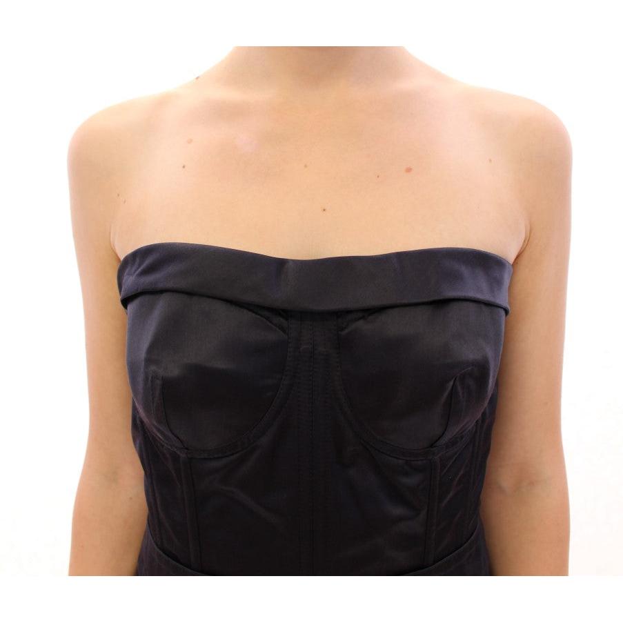 Blue 100% Silk Strapless Corset Top - coffeewithmee2