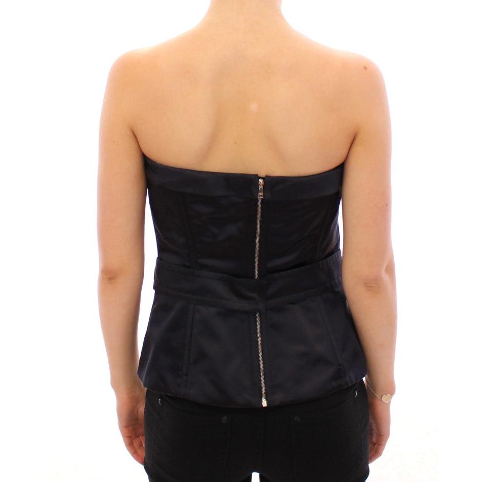 Blue 100% Silk Strapless Corset Top - coffeewithmee2