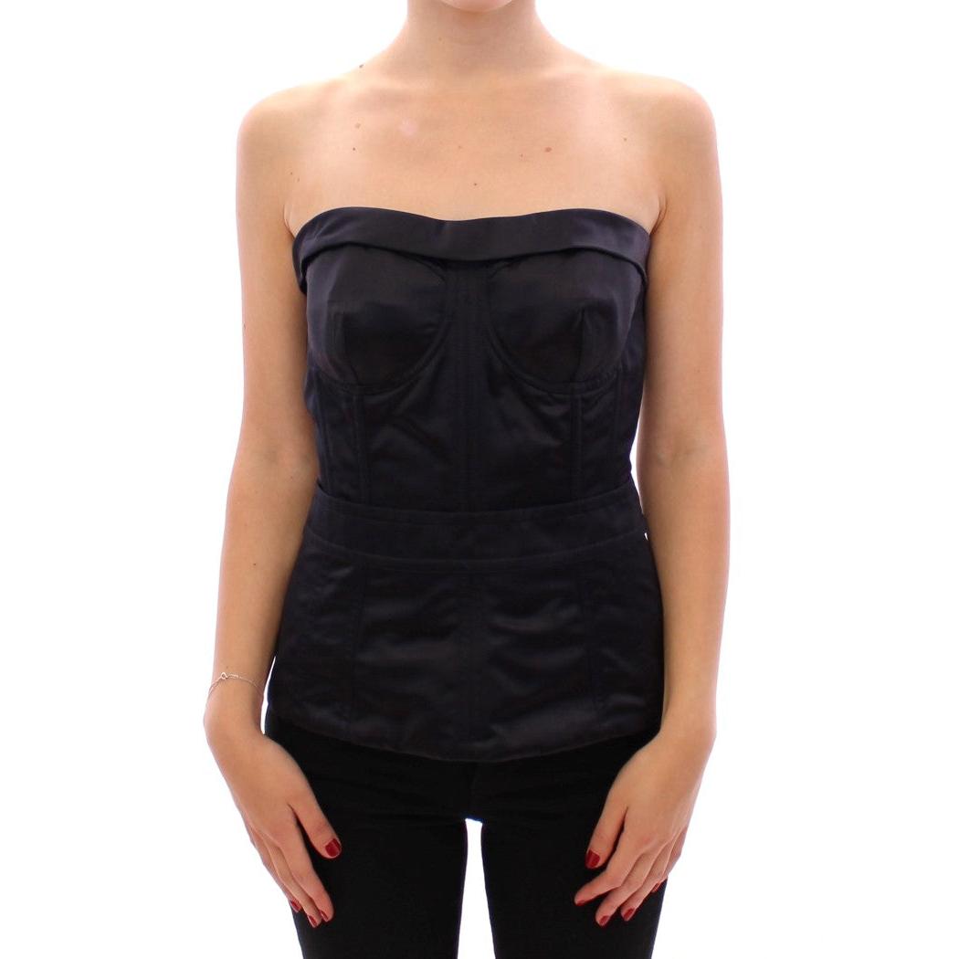 Blue 100% Silk Strapless Corset Top - coffeewithmee2