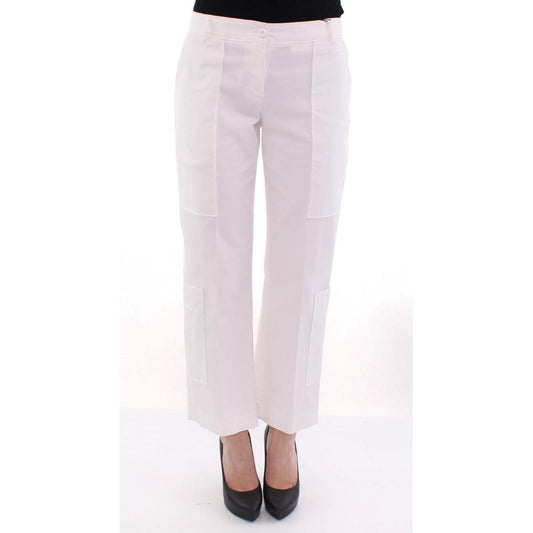 White Cotton Cropped Cargo Pants - coffeewithmee2
