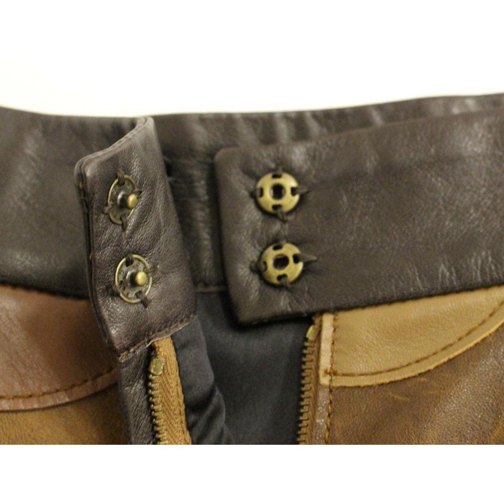 Brown Patchwork Leather Straight Skirt - coffeewithmee2