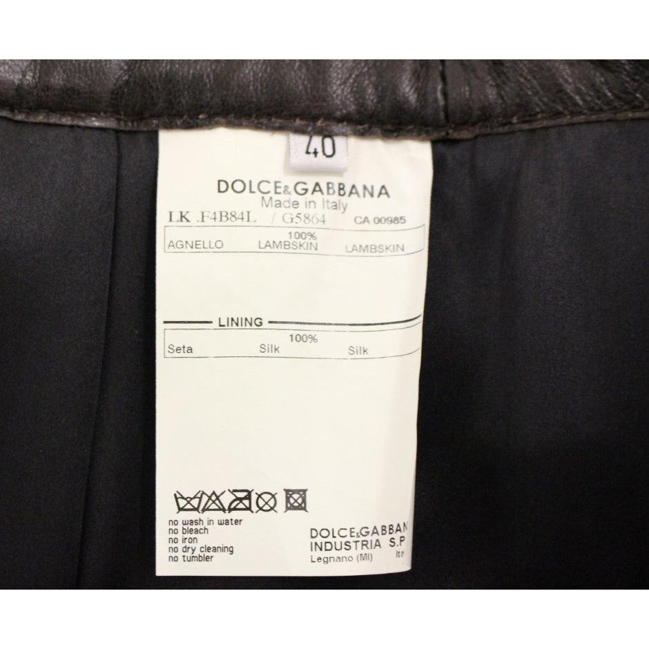 Brown Patchwork Leather Straight Skirt - coffeewithmee2