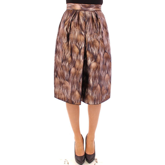 Brown Floral Silk Straight Full Skirt - coffeewithmee2