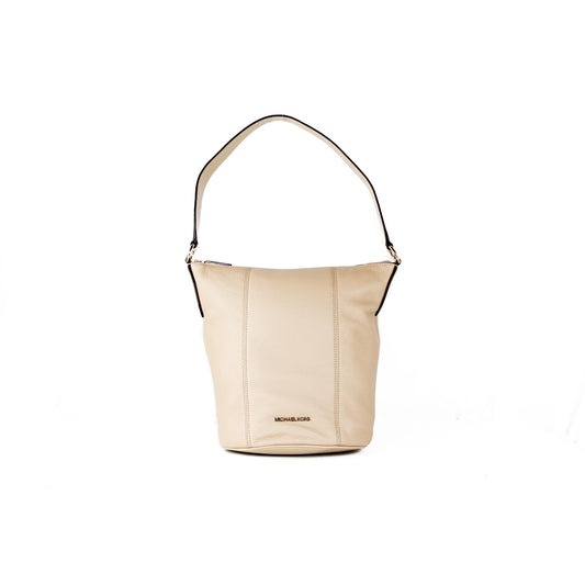 Brooke Medium Pebbled Leather Bucket Messenger Crossbody Handbag (Bisque) - coffeewithmee2