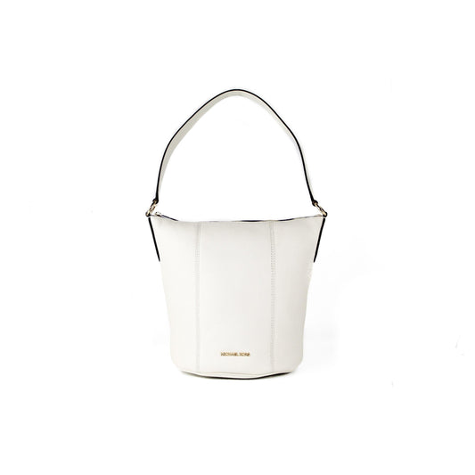 Brooke Medium Pebbled Leather Bucket Messenger Crossbody Handbag (Light Cream) - coffeewithmee2