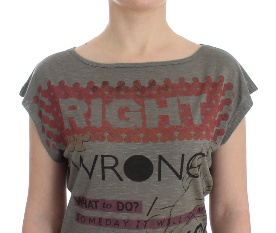 Gray print capsleeve t-shirt - coffeewithmee2