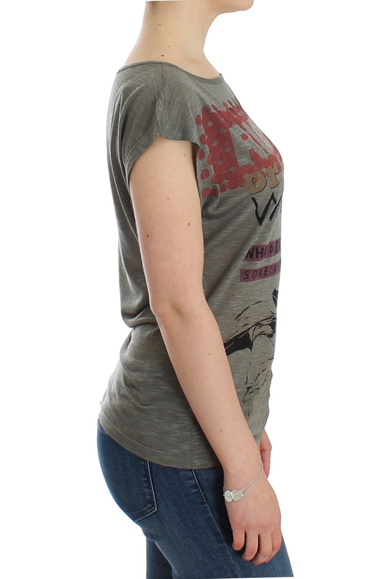 Gray print capsleeve t-shirt - coffeewithmee2