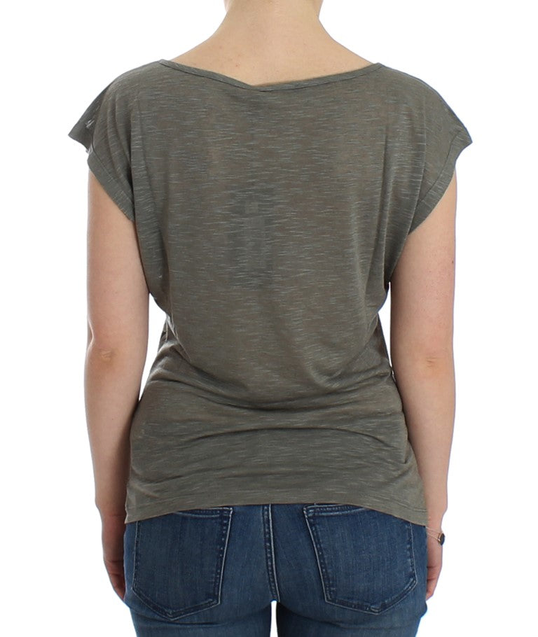 Gray print capsleeve t-shirt - coffeewithmee2