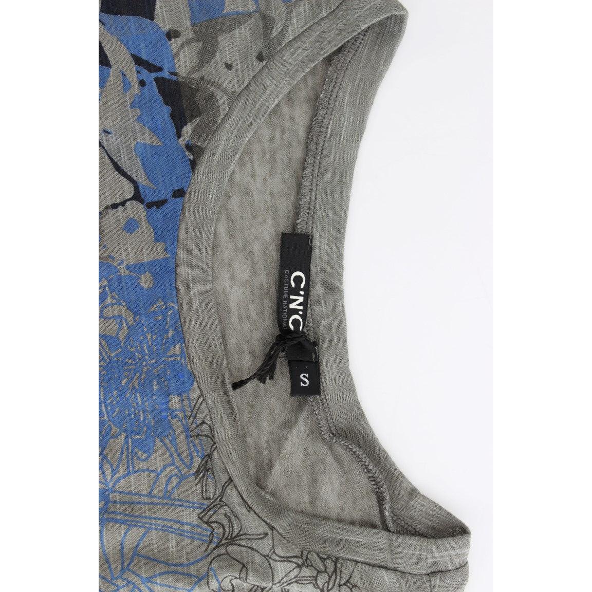 Gray print sleeveless t-shirt - coffeewithmee2