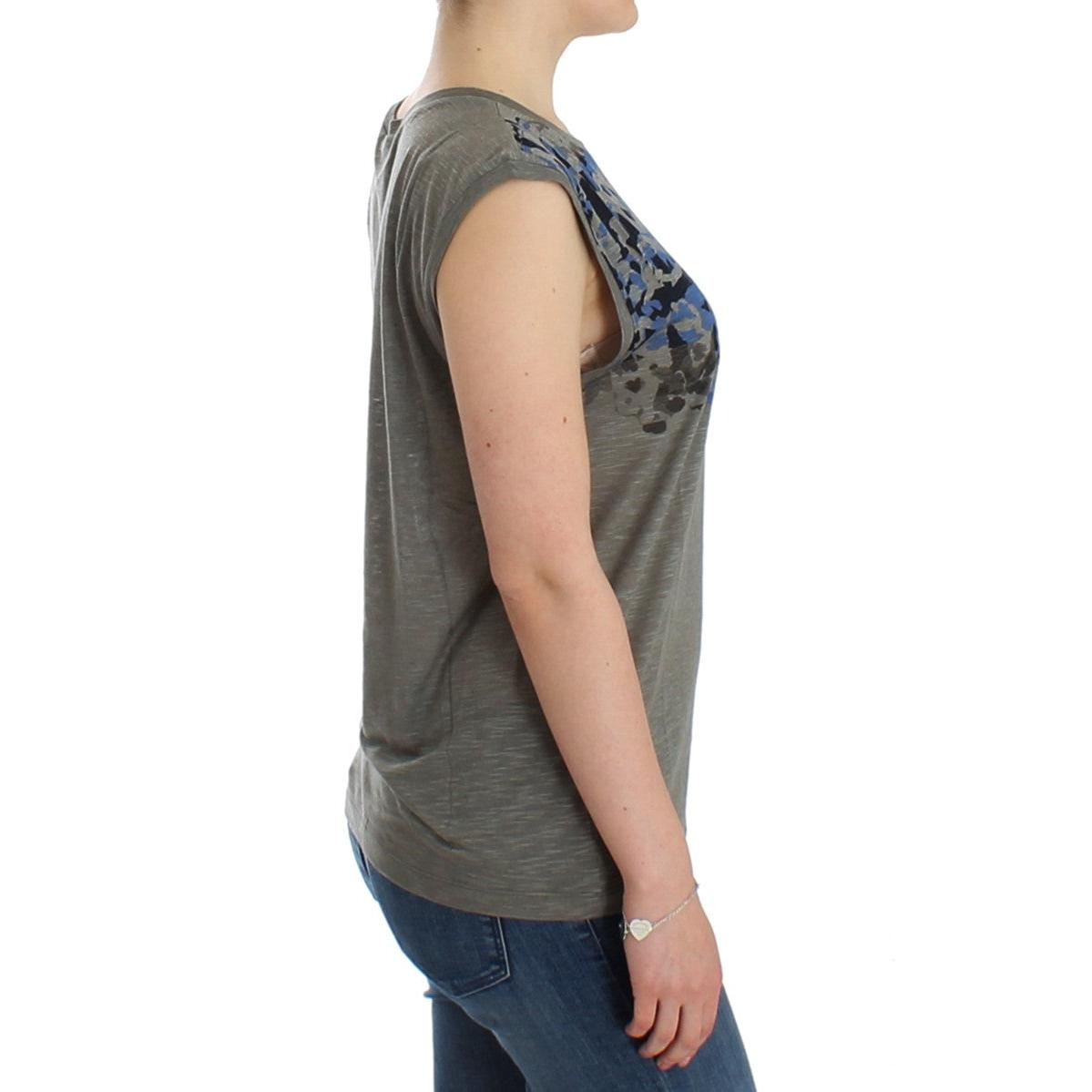 Gray print sleeveless t-shirt - coffeewithmee2