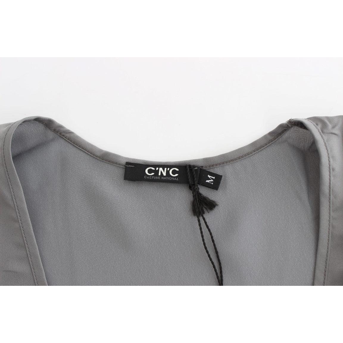 Gray V-neck long t-shirt - coffeewithmee2