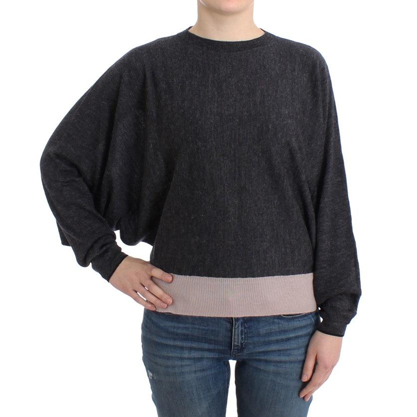 Gray knitted batwing sweater - coffeewithmee2