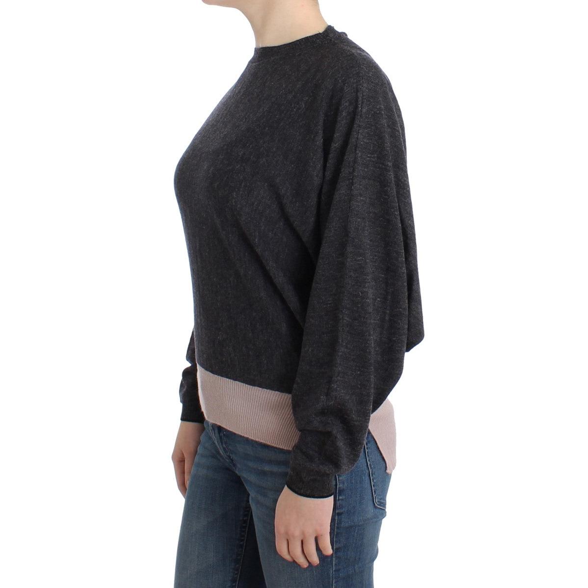 Gray knitted batwing sweater - coffeewithmee2