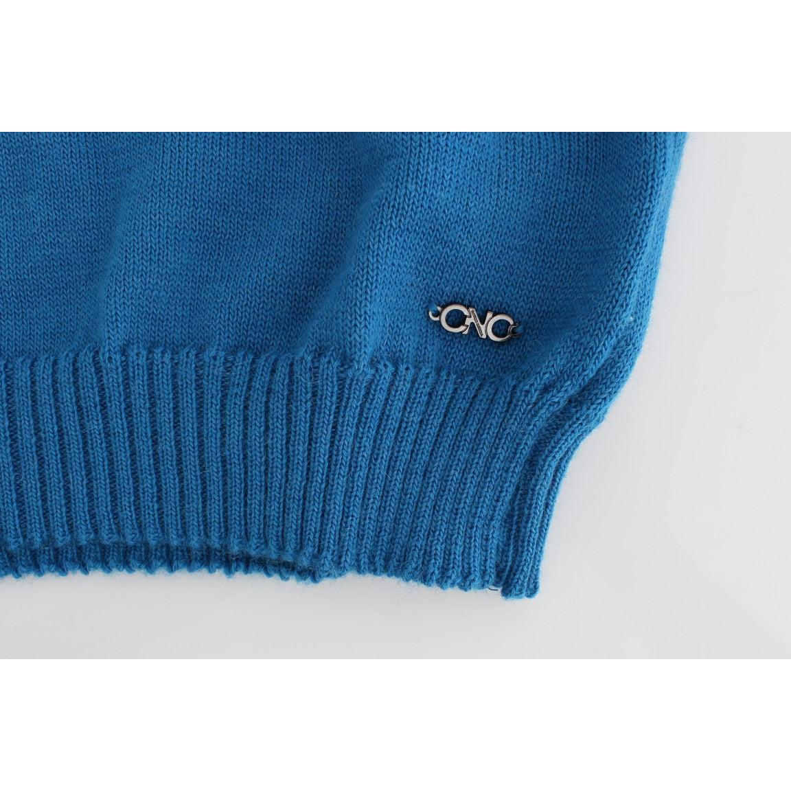 Blue knitted scoopneck sweater - coffeewithmee2