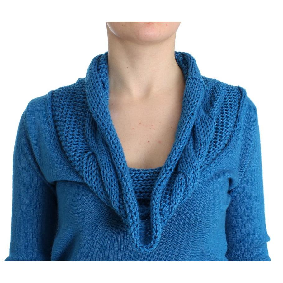 Blue knitted scoopneck sweater - coffeewithmee2