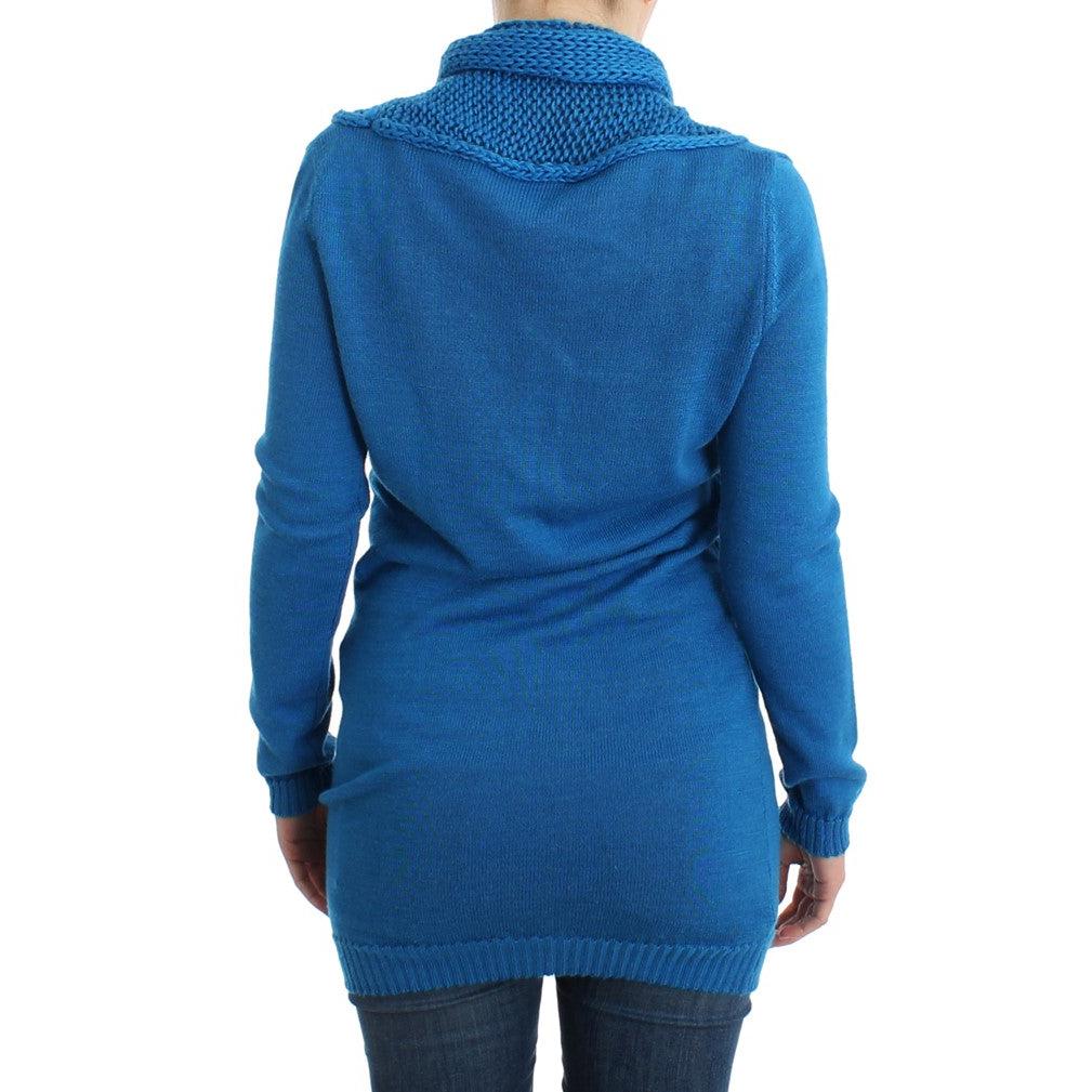 Blue knitted scoopneck sweater - coffeewithmee2