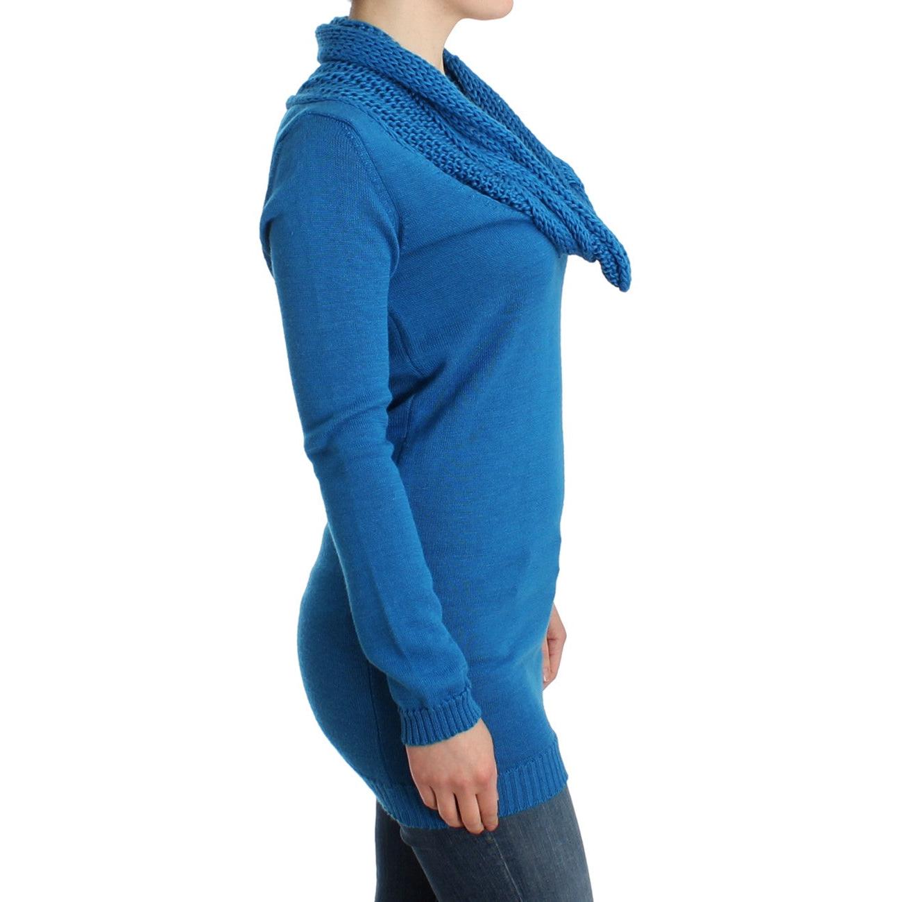 Blue knitted scoopneck sweater - coffeewithmee2