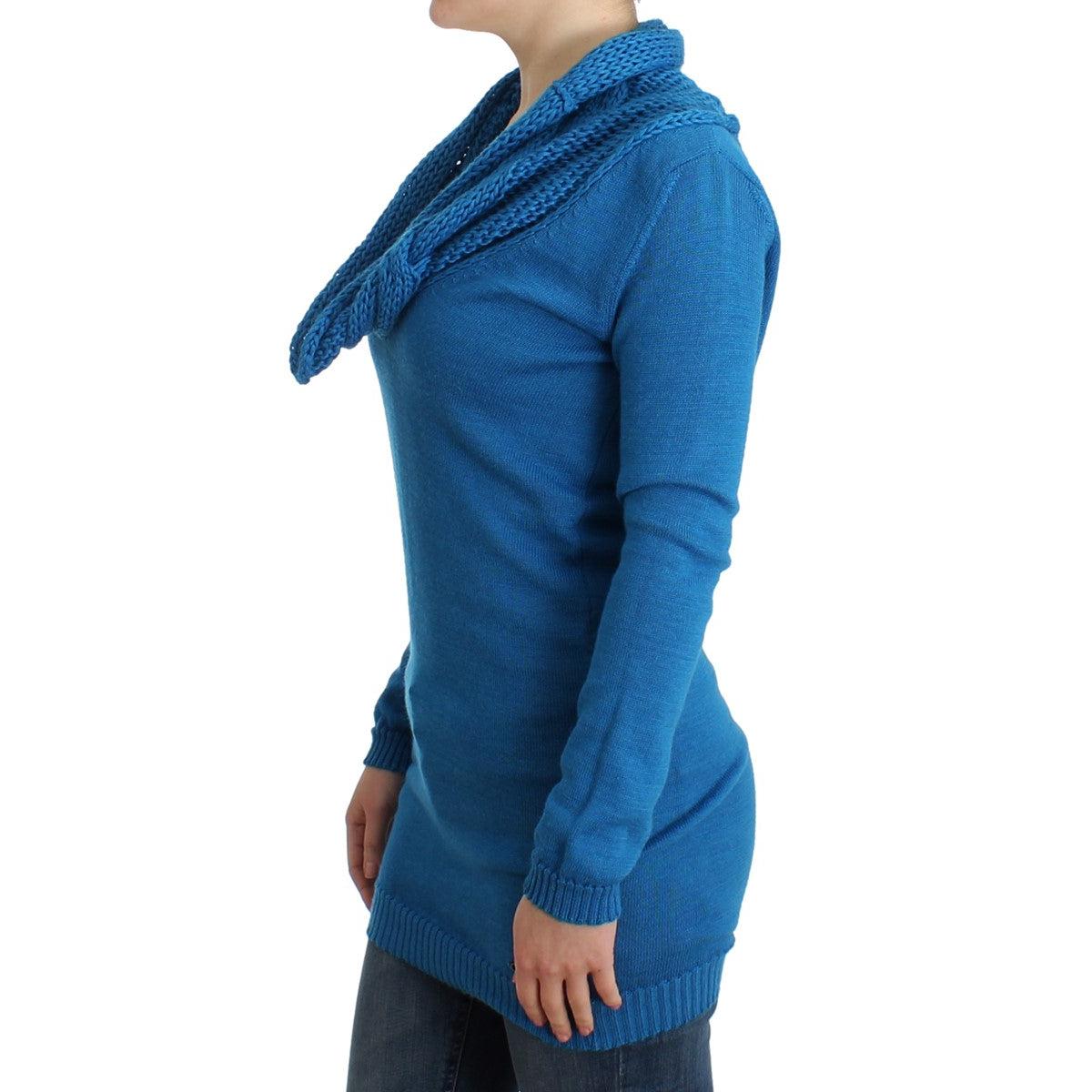 Blue knitted scoopneck sweater - coffeewithmee2
