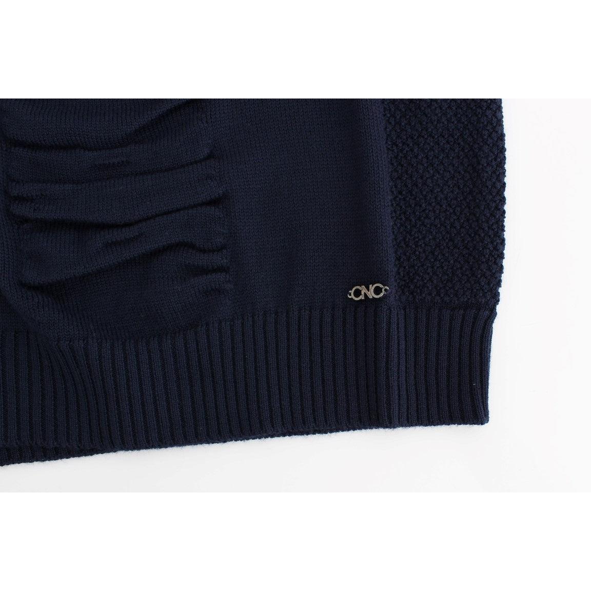 Dark blue V-neck wool sweater - coffeewithmee2