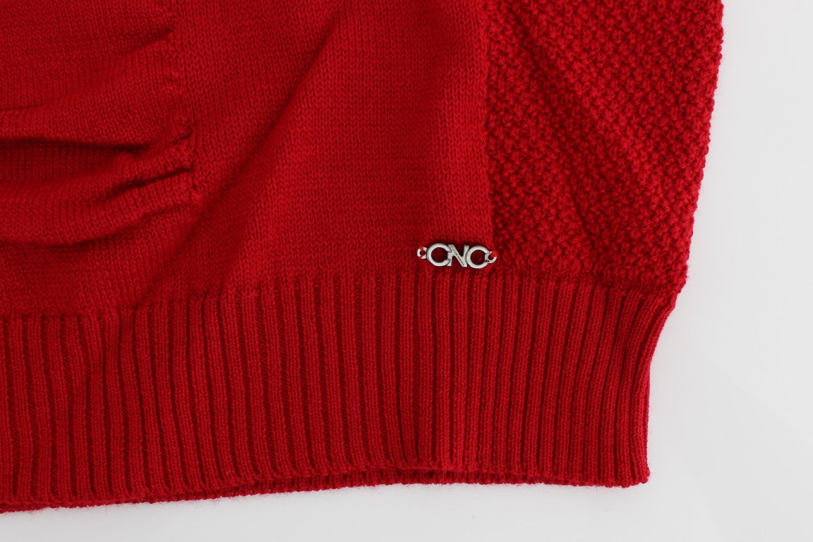Red V-neck wool sweater - coffeewithmee2
