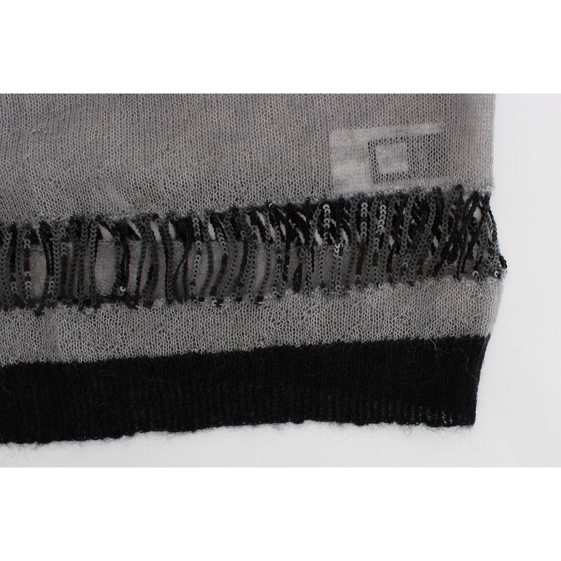 Gray embellished asymmetric sweater - coffeewithmee2